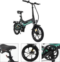 Merkloos Hitway 14F005 Elektrische Fiets E-bike | Opvouwbaar | 250W Motor | 7.5Ah | 16" | Zwart / Groen -Abus Fiets Deals Store 1164x1200 1