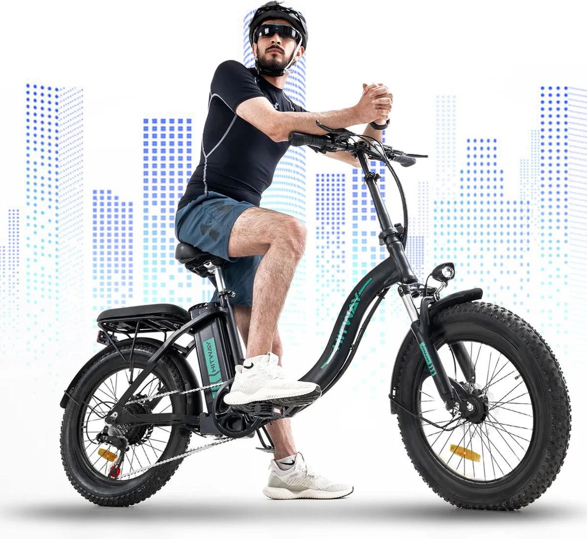HITWAY E-Bike Elektrische Fiets 20 Inch Fat Tire E-Bicycle Vouwfiets, 250 W/36 V/11,2 Ah Accu, Max. Bereik Tot 35-90 Km, Offroad-mountainbike Met Shimano 7-versnellingen, City EBike Met Slot 1 HITWAY E-Bike Elektrische Fiets 20 Inch Fat Tire E-Bicycle Vouwfiets, 250 W/36 V/11,2 Ah Accu, Max. Bereik Tot 35-90 Km, Offroad-mountainbike Met Shimano 7-versnellingen, City EBike Met Slot
