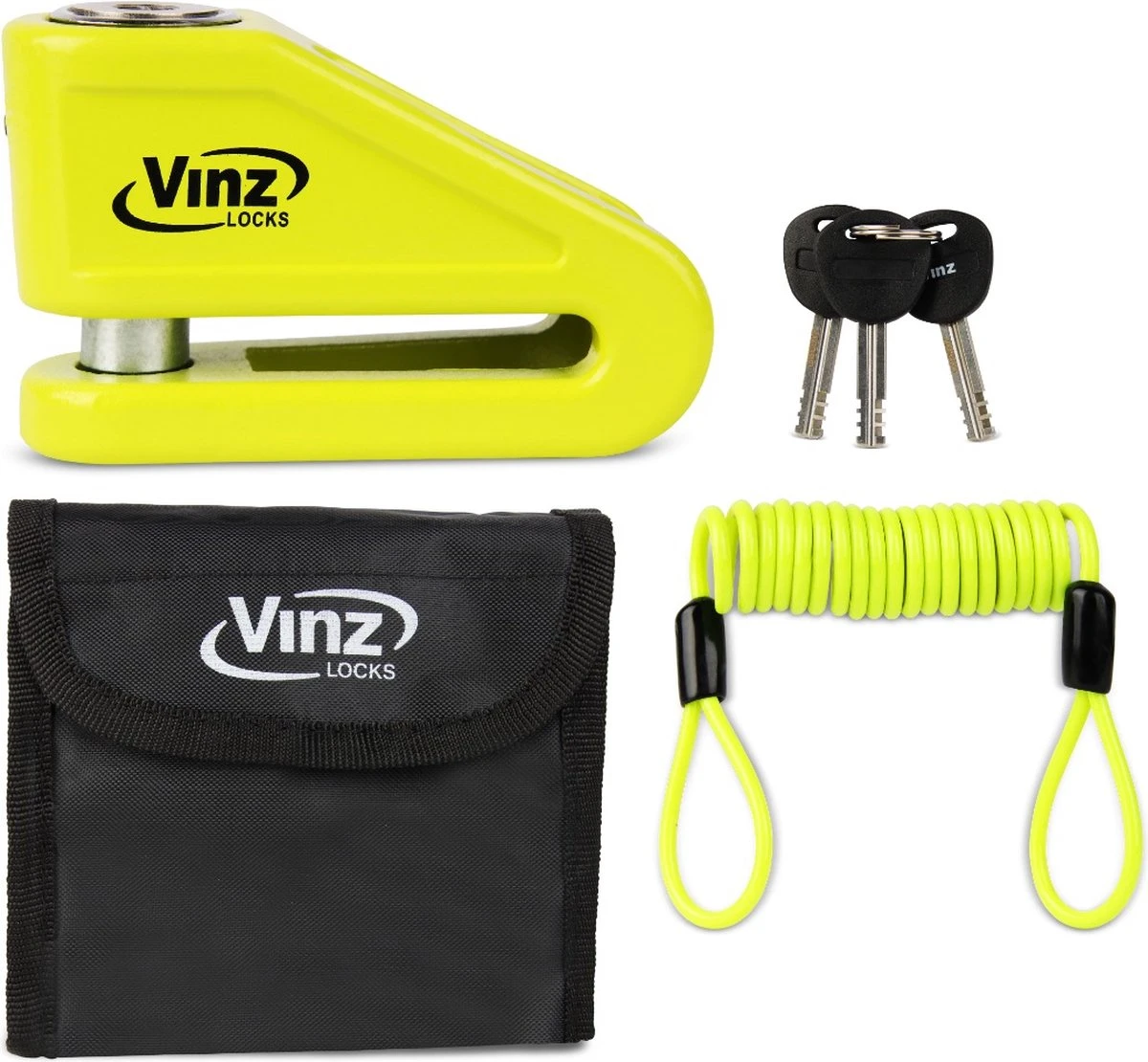 VINZ Baretti Schijfremslot / Motorslot ART4 - Fluor Geel 2 VINZ Baretti Schijfremslot / Motorslot ART4 - Fluor Geel - Afbeelding 2