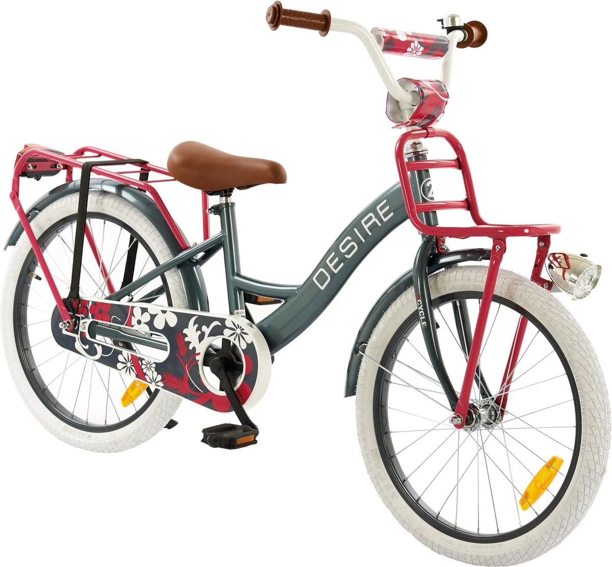 2Cycle Desire Kinderfiets - 20 Inch - Voordrager -Grijs-Roze - Meisjesfiets 1 2Cycle Desire Kinderfiets - 20 Inch - Voordrager -Grijs-Roze - Meisjesfiets