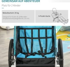 HOMCOM 3-in-1 Kinderaanhanger Jogger Fietskar Voor 2 Kinderen Aluminium 440-018 -Abus Fiets Deals Store 1200x1145 1