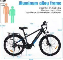 Hitway Elektrische Fiets Off-Road | Electric Mountain Bike | E-bike | 250W Motor | 26 Inch | Zwart -Abus Fiets Deals Store 1200x1155