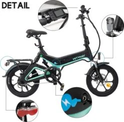 Merkloos Hitway 14F005 Elektrische Fiets E-bike | Opvouwbaar | 250W Motor | 7.5Ah | 16" | Zwart / Groen -Abus Fiets Deals Store 1200x1178