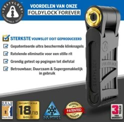 FoldyLock Forever Vouwslot Fietsslot 18/18 Gold Hoge Kwaliteit - Voor Elk Type Fiets - Met Houder 90cm -Abus Fiets Deals Store 1200x1184 3