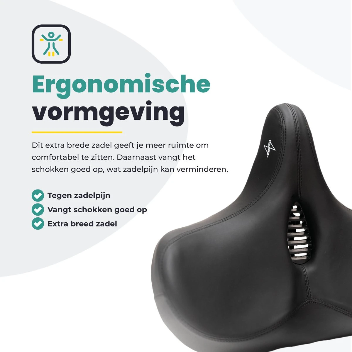 Voltano City XXXL Fietszadel Met Uitsparing – Unisex Extra Breed Fietszadel – Tegen Zadelpijn – 100% Waterdicht – Incl. Gratis Zadelstrop - Zwart 2 Voltano City XXXL Fietszadel Met Uitsparing – Unisex Extra Breed Fietszadel – Tegen Zadelpijn – 100% Waterdicht – Incl. Gratis Zadelstrop - Zwart - Afbeelding 2