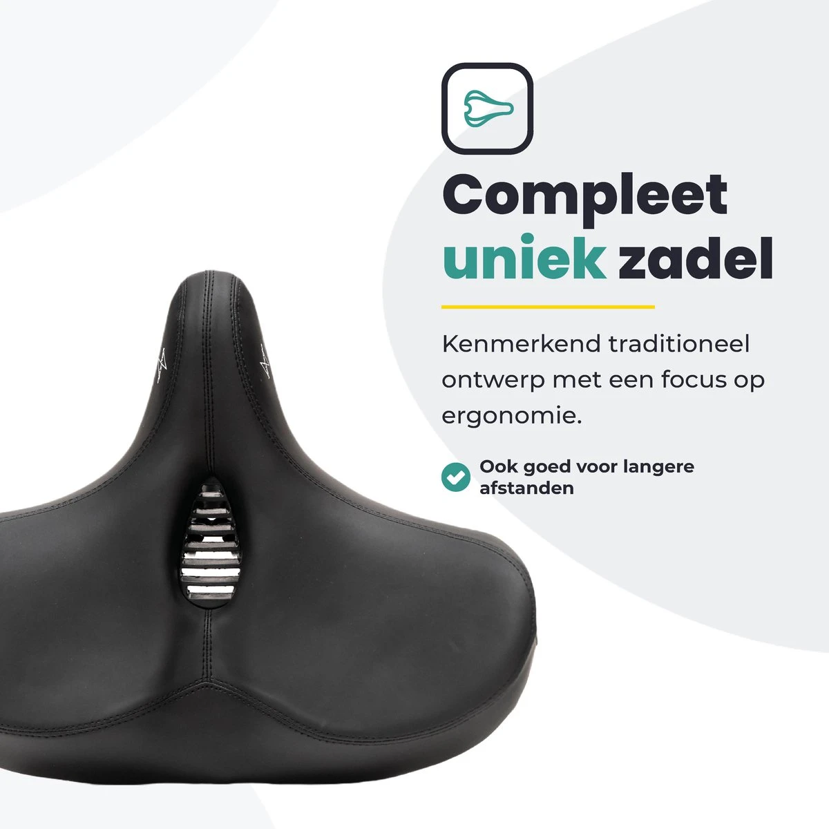 Voltano City XXXL Fietszadel Met Uitsparing – Unisex Extra Breed Fietszadel – Tegen Zadelpijn – 100% Waterdicht – Incl. Gratis Zadelstrop - Zwart 8 Voltano City XXXL Fietszadel Met Uitsparing – Unisex Extra Breed Fietszadel – Tegen Zadelpijn – 100% Waterdicht – Incl. Gratis Zadelstrop - Zwart - Afbeelding 8