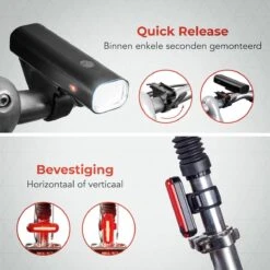 LifeGoods LED Fietsverlichting Set - Voorlicht En Achterlicht - USB Oplaadbaar - Zwart -Abus Fiets Deals Store 1200x1200 168