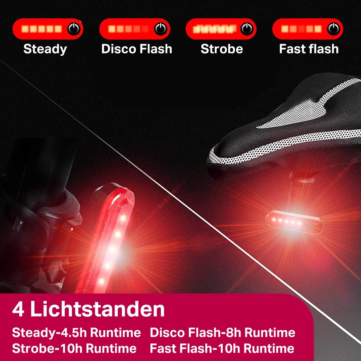Transnect® – Fietsverlichting LED Set - Fietslampjes Voor En Achter Licht - 4 Lichtstanden – USB Oplaadbaar - Draagbaar – Waterdicht 4 Transnect® – Fietsverlichting LED Set - Fietslampjes Voor En Achter Licht - 4 Lichtstanden – USB Oplaadbaar - Draagbaar – Waterdicht - Afbeelding 4
