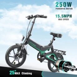 Merkloos Hitway 14F005 Elektrische Fiets E-bike | Opvouwbaar | 250W Motor | 7.5Ah | 16" | Zwart / Groen -Abus Fiets Deals Store 1200x1200 29
