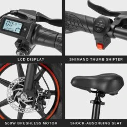 OUXI - V5 - 16 Inch - Elektrische Fiets - E Bike - Elektrische Vouwfiets - APP IOS/ Android - 500W Motor - 15Ah Lithuim Ion Batterij - Zwart -Abus Fiets Deals Store 1200x1200 41