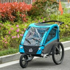 HOMCOM 3-in-1 Kinderaanhanger Jogger Fietskar Voor 2 Kinderen Aluminium 440-018 -Abus Fiets Deals Store 1200x1200 49