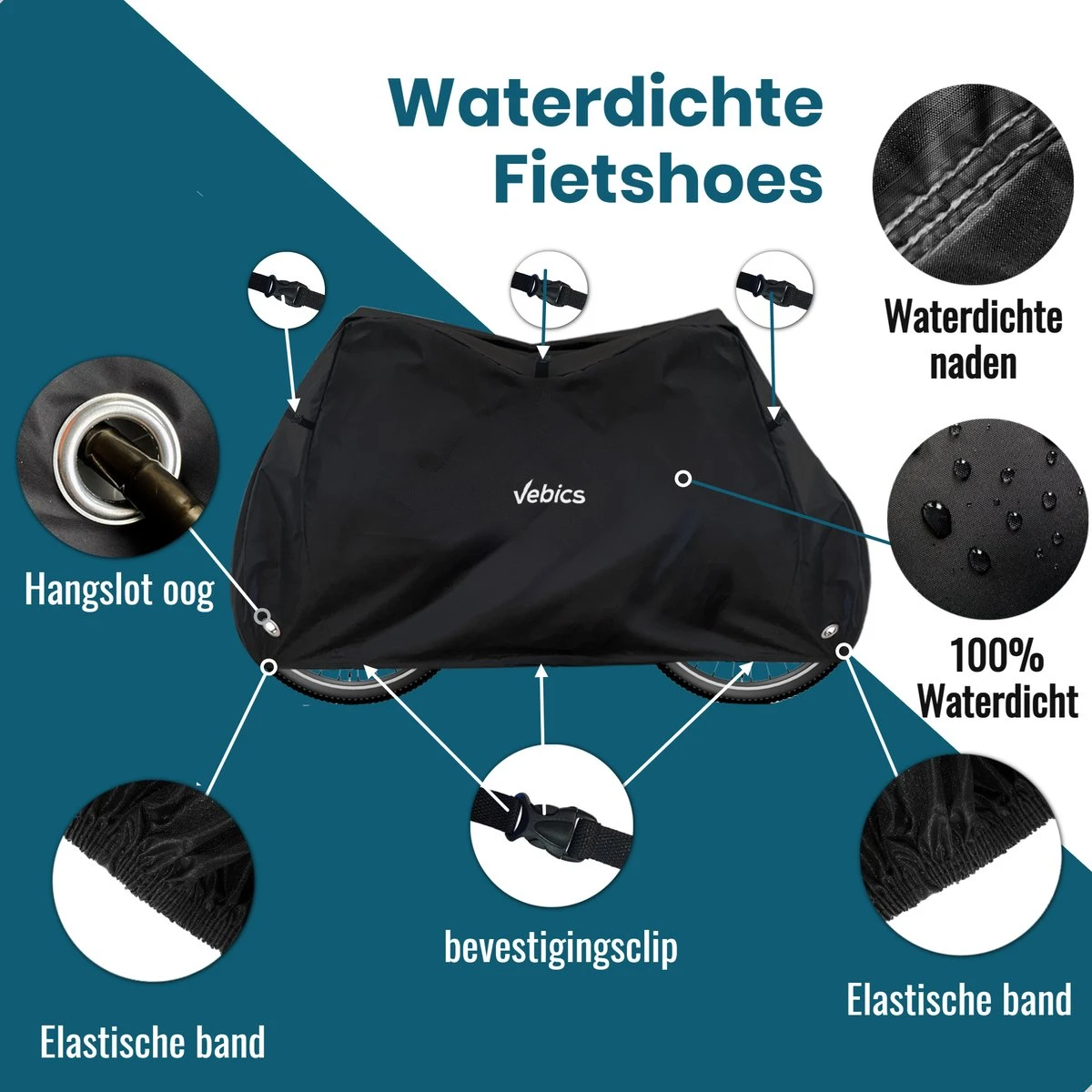 Vebics® Fietshoes Voor 2 Fietsen Fietsendrager - Waterdicht - Elektrische Fiets - Fietsbeschermhoes 2 Vebics® Fietshoes Voor 2 Fietsen Fietsendrager - Waterdicht - Elektrische Fiets - Fietsbeschermhoes - Afbeelding 2