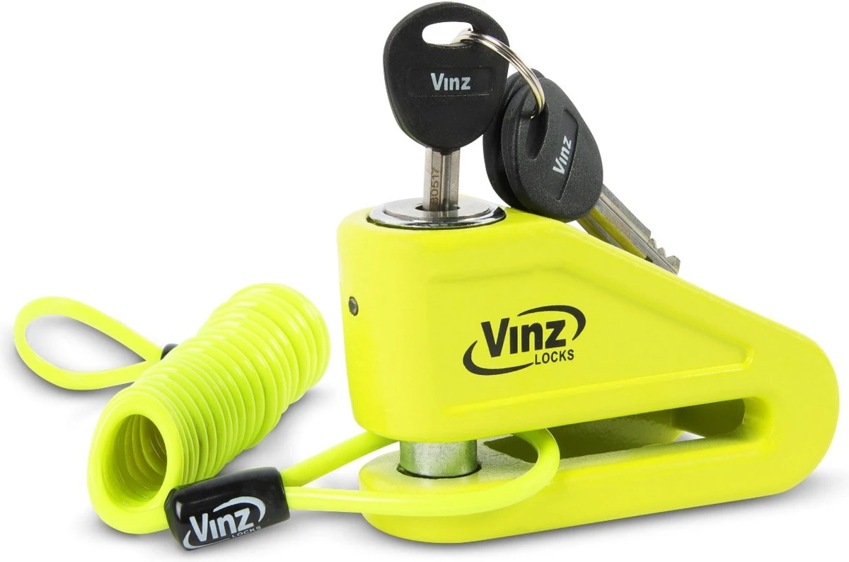 VINZ Baretti Schijfremslot / Motorslot ART4 - Fluor Geel 1 VINZ Baretti Schijfremslot / Motorslot ART4 - Fluor Geel