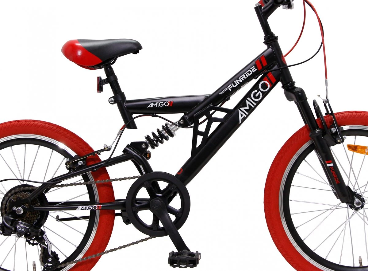 Amigo Fun Ride - Mountainbike 20 Inch - Voor Jongens En Meisjes - Met 7 Versnellingen - Zwart/Rood 2 Amigo Fun Ride - Mountainbike 20 Inch - Voor Jongens En Meisjes - Met 7 Versnellingen - Zwart/Rood - Afbeelding 2