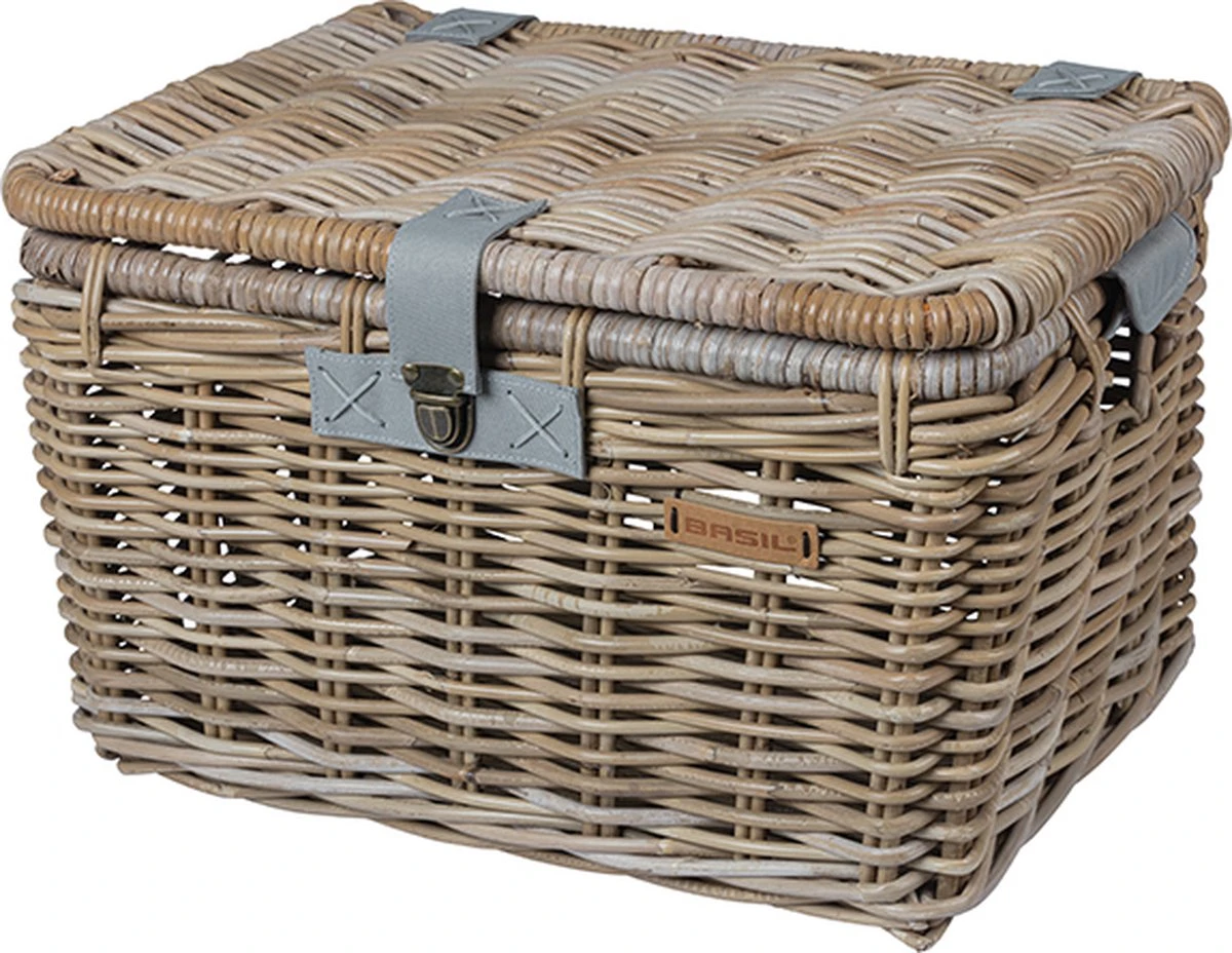 Basil Denton Fietsmand L - Voor - Rotan - Grijs - Large 1 Basil Denton Fietsmand L - Voor - Rotan - Grijs - Large