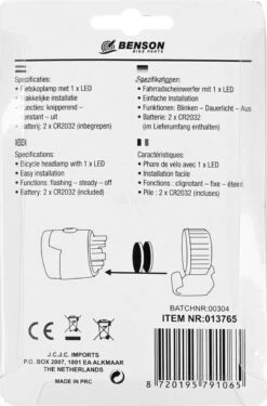 Benson Fietskoplamp LED - Compact - Sport - Waterdicht - Wit 9 Benson Fietskoplamp LED - Compact - Sport - Waterdicht - Wit -Abus Fiets Deals Store 791x1200