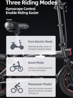 F-Wheel DYU A5 - Elektrische Vouwfiets - E Bike - 14 Inch - 7.5 Ah - 25km/u - Zwart -Abus Fiets Deals Store 888x1200